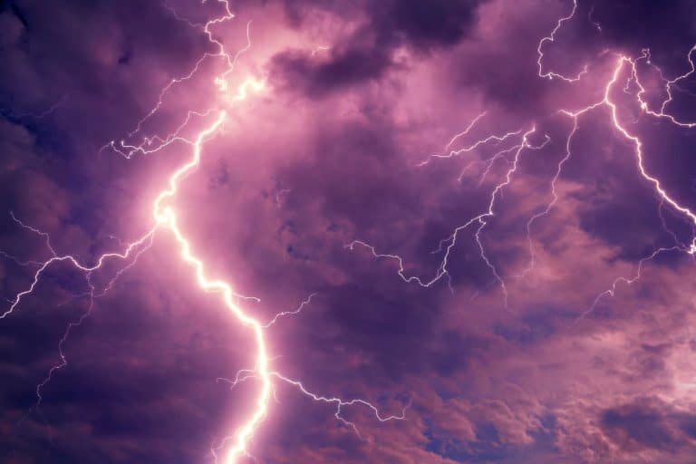 Pink thunder lightning the clouds